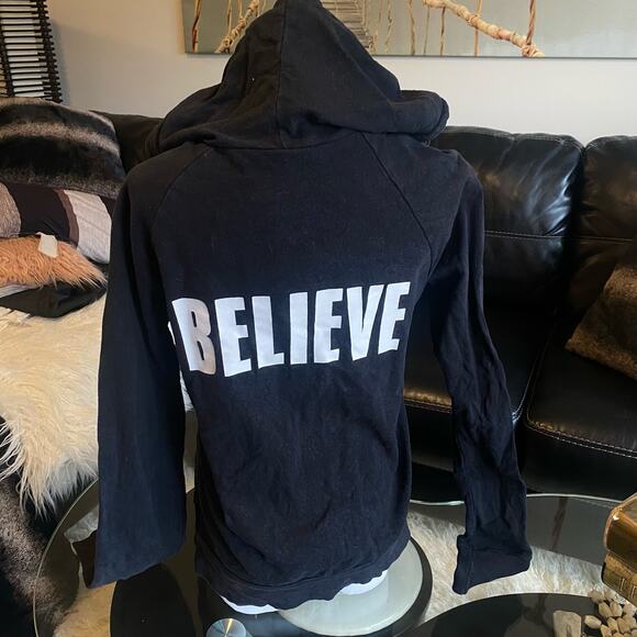 BELIEVE woman’s zip up Hoodie Black Medium - Picture 1 of 2
